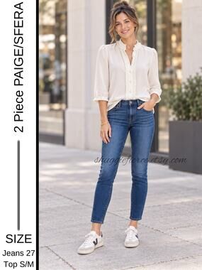 Estimated Retail: $217 ✨Sfera Ruffle Blouse S/M & PAIGE Jeans Size 27 ✨QUICKSHIP